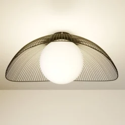 Loftlamper|Loftlamper ^ Lindby Fabronia loftlampe, sort/hvid, glas, kugle, E27