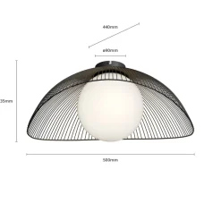 Loftlamper|Loftlamper ^ Lindby Fabronia loftlampe, sort/hvid, glas, kugle, E27