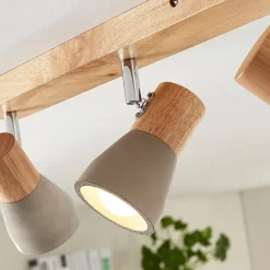 Lindby Gang|Loftlamper > Filiz spotlight, 4 lyskilder, 77 cm, træ, beton, E14