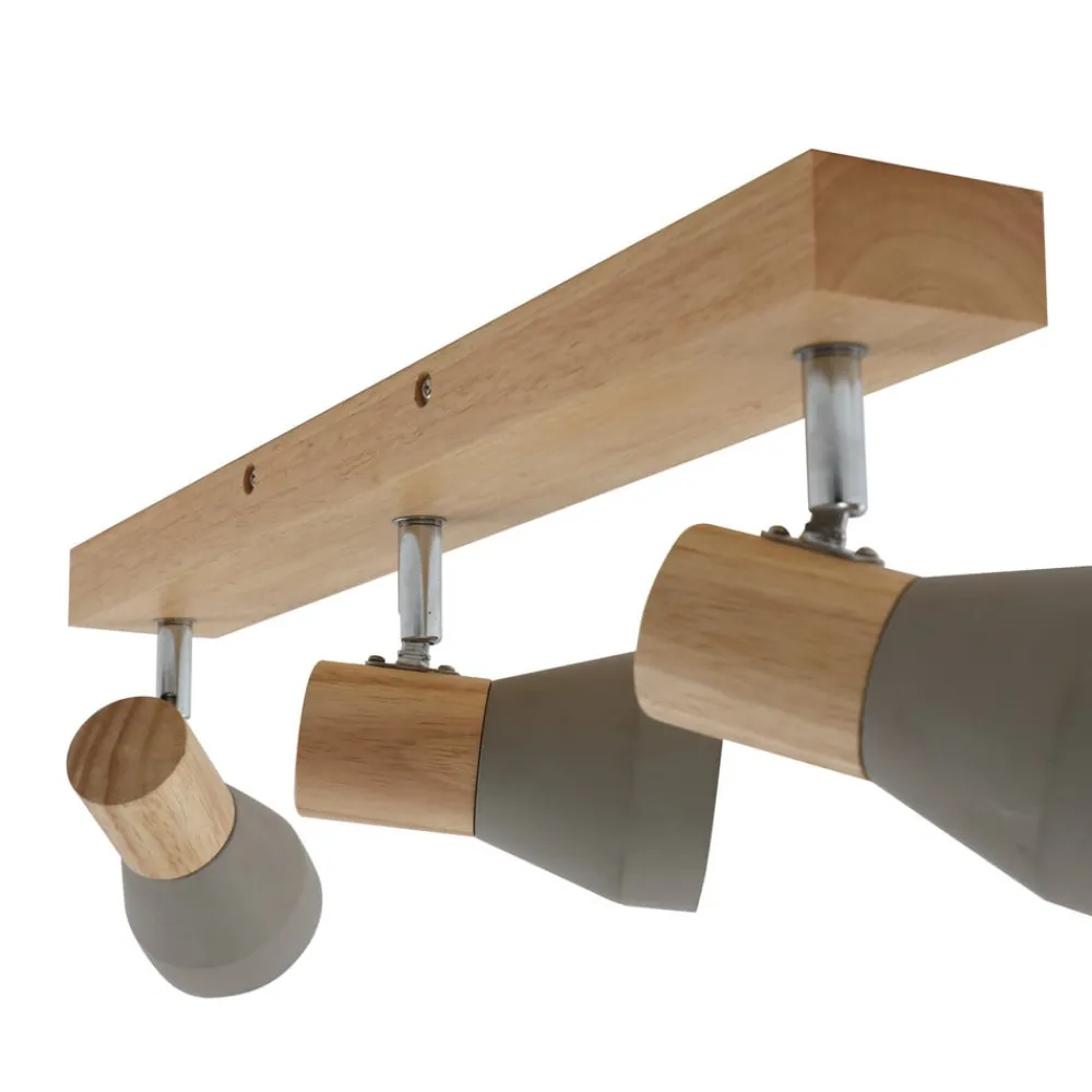 Lindby Gang|Loftlamper > Filiz spotlight, 3 lyskilder, 47 cm lang, træ, beton, E14