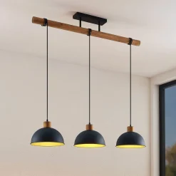 Pendellamper|Pendellamper ^ Lindby Flurin hængelampe, 3 lyskilder, 107 cm, sort, metal