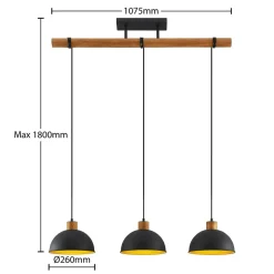 Pendellamper|Pendellamper ^ Lindby Flurin hængelampe, 3 lyskilder, 107 cm, sort, metal