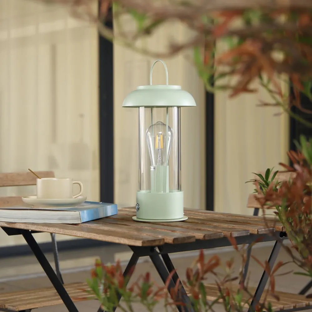 Lindby Dekorationsbelysning|Bordlamper > genopladelig bordlampe Yvette, grøn, IP44, touchdæmper