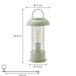 Lindby Dekorationsbelysning|Bordlamper > genopladelig bordlampe Yvette, grøn, IP44, touchdæmper