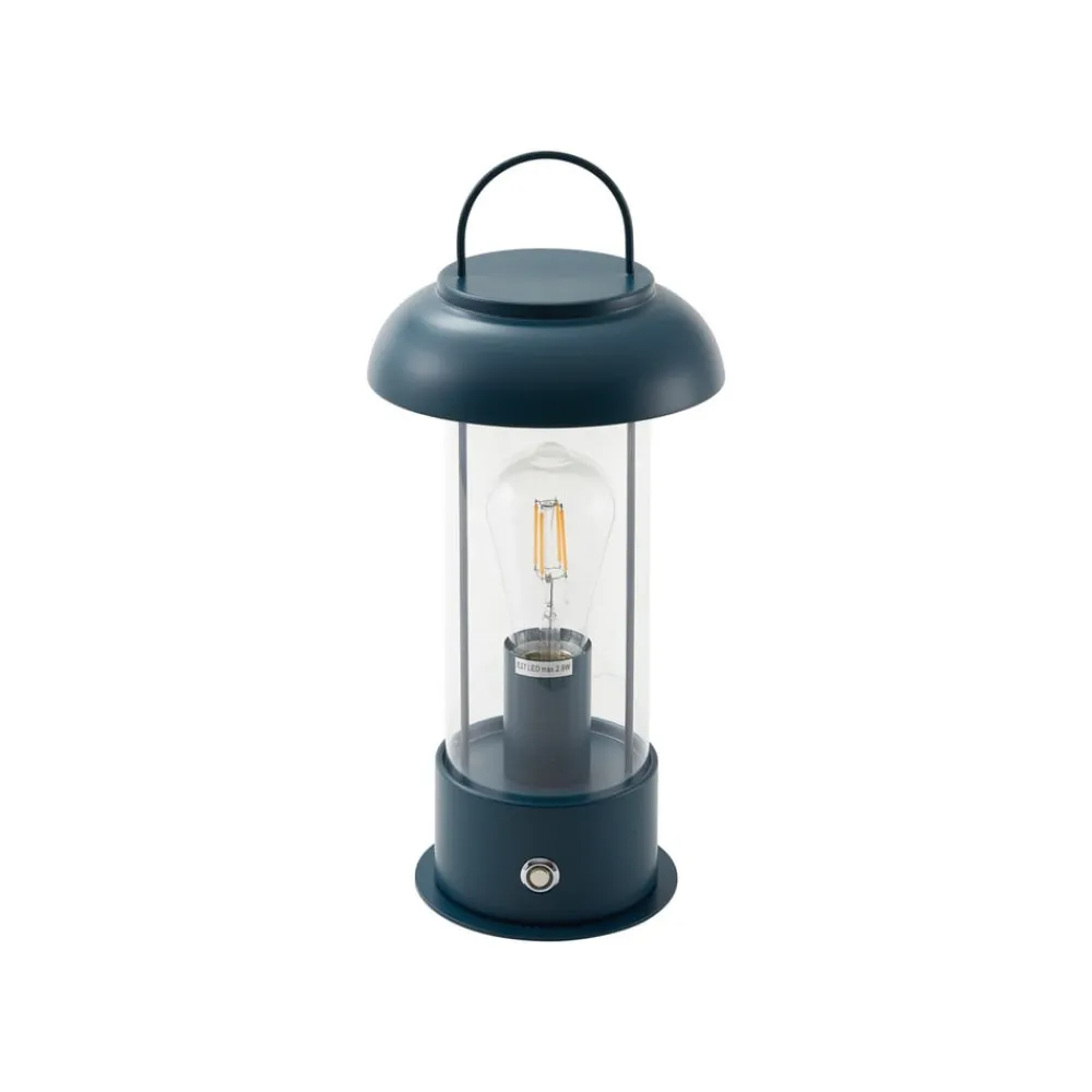 Dekorationsbelysning|Terrassebelysning ^ Lindby genopladelig bordlampe Yvette, blå, IP44, touchdæmper