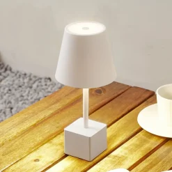 Lindby Dekorationsbelysning|Terrassebelysning > genopladelig LED-bordlampe Janea CUBE, hvid, metal