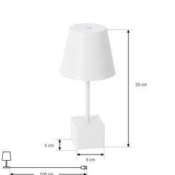 Lindby Dekorationsbelysning|Terrassebelysning > genopladelig LED-bordlampe Janea CUBE, hvid, metal