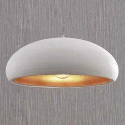 Lindby Gang|Pendellamper > Gerwina pendellampe, hvid/guld, metal, 40 cm, E27
