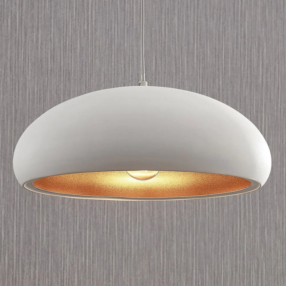 Lindby Gang|Pendellamper > Gerwina pendellampe, hvid/guld, metal, 40 cm, E27