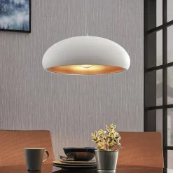 Lindby Gang|Pendellamper > Gerwina pendellampe, hvid/guld, metal, 40 cm, E27
