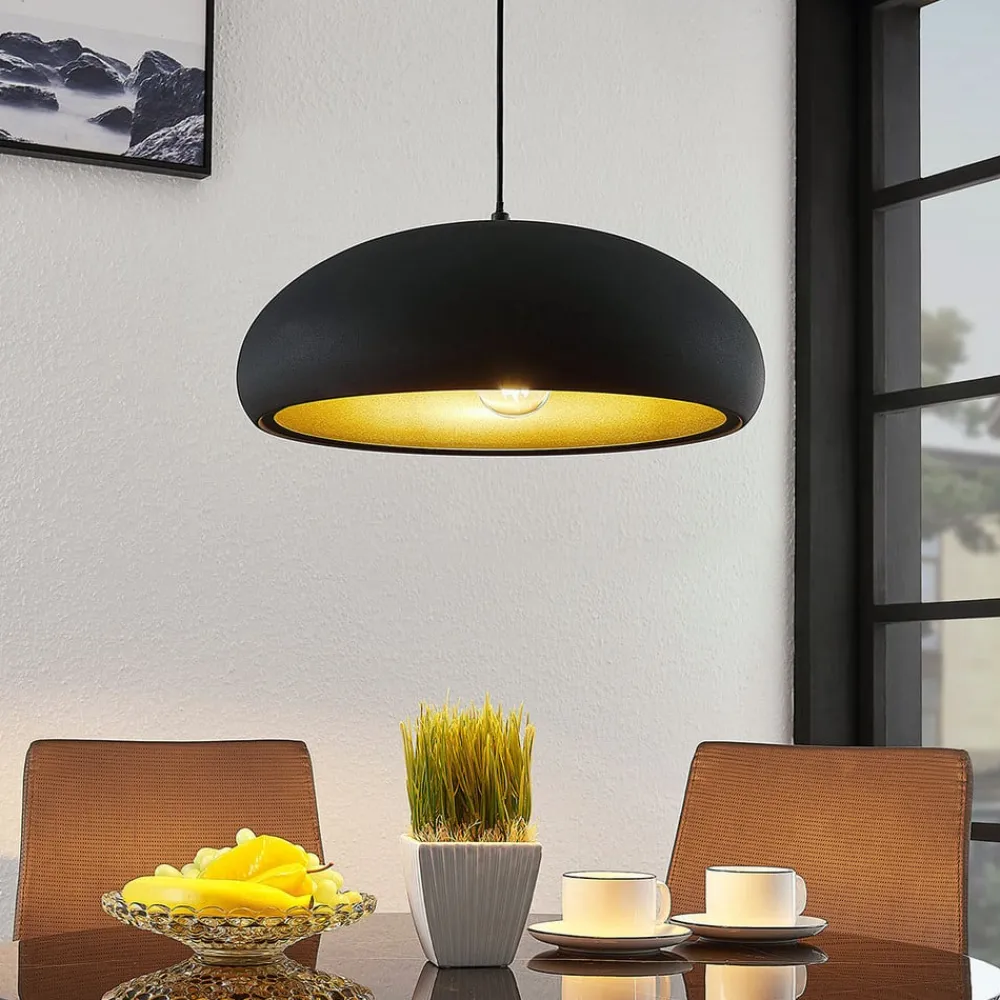 Lindby Gang|Pendellamper > Gerwina pendellampe, sort/guld, metal, 40 cm, E27