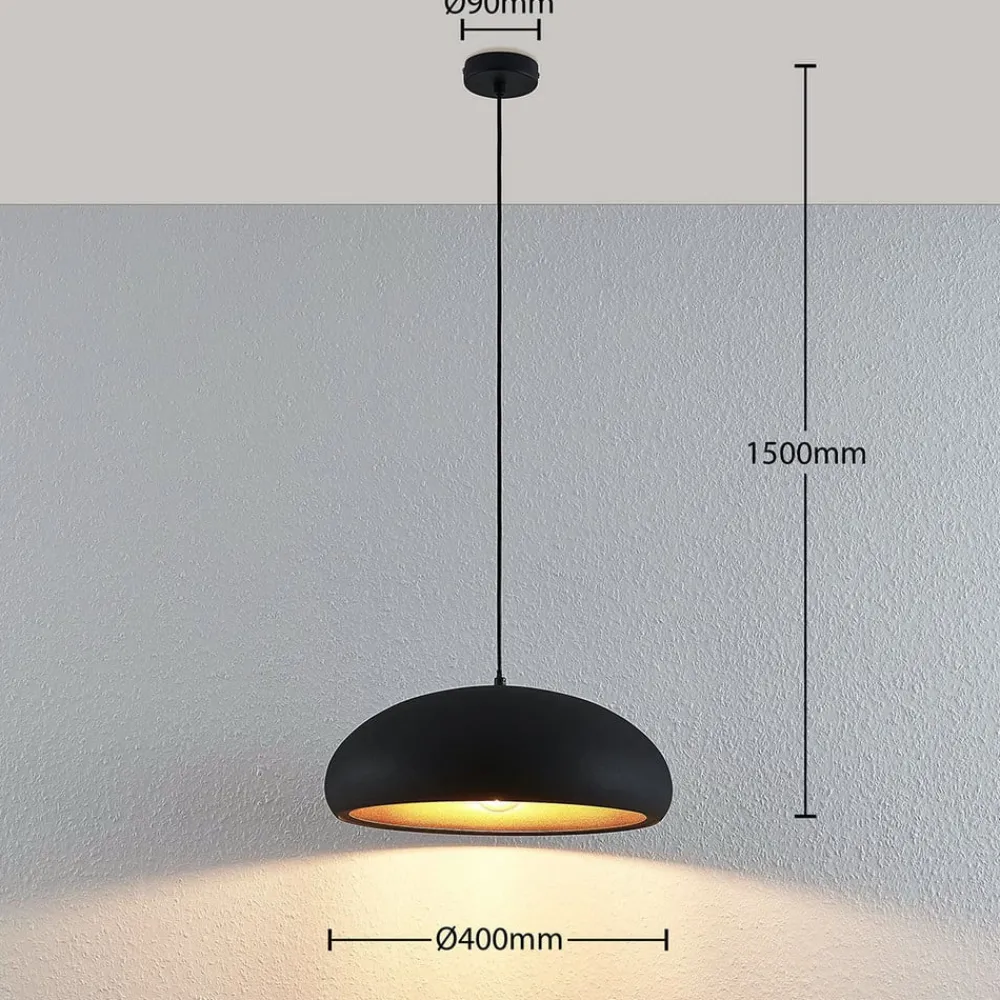 Lindby Gang|Pendellamper > Gerwina pendellampe, sort/guld, metal, 40 cm, E27