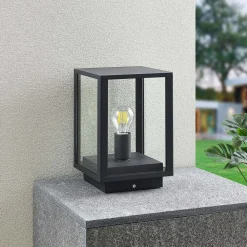 Terrassebelysning|Sokkellamper ^ Lindby Giavanna sokkellampe, 29 cm, antracit, IP44, E27