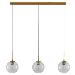 Pendellamper|Pendellamper ^ Lindby Grady hængelampe, messing/klar, 110 cm, metal, glas