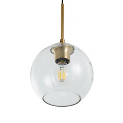 Pendellamper|Pendellamper ^ Lindby Grady hængelampe, messing/klar, 110 cm, metal, glas