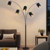 Pendellamper|Gulvlamper ^ Lindby gulvlampe Abiram, sort/guld, tekstil, 70 cm