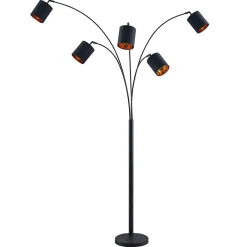 Pendellamper|Gulvlamper ^ Lindby gulvlampe Abiram, sort/guld, tekstil, 70 cm