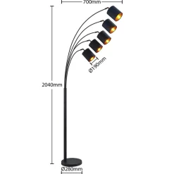 Pendellamper|Gulvlamper ^ Lindby gulvlampe Abiram, sort/guld, tekstil, 70 cm