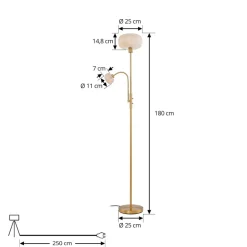 Lindby Gulvlamper|Gulvlamper > gulvlampe Aliette, guld/amber, glas, læselampe
