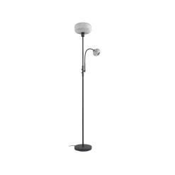 Gulvlamper|Gulvlamper ^ Lindby gulvlampe Aliette, sort/grå, glas, læselampe