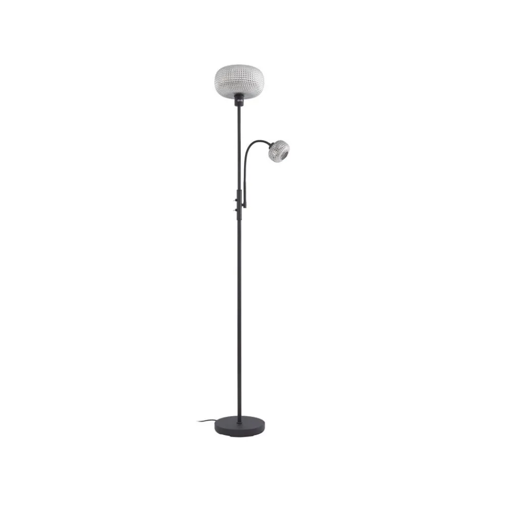 Gulvlamper|Gulvlamper ^ Lindby gulvlampe Aliette, sort/grå, glas, læselampe