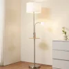 Gulvlamper|Gulvlamper ^ Lindby Gulvlampe Aovan, nikkelfarvet, hylde, USB-port