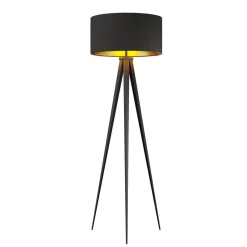 Lindby Gang|Pendellamper > gulvlampe Benik, stativ, tekstil, sort/guld, 153 cm