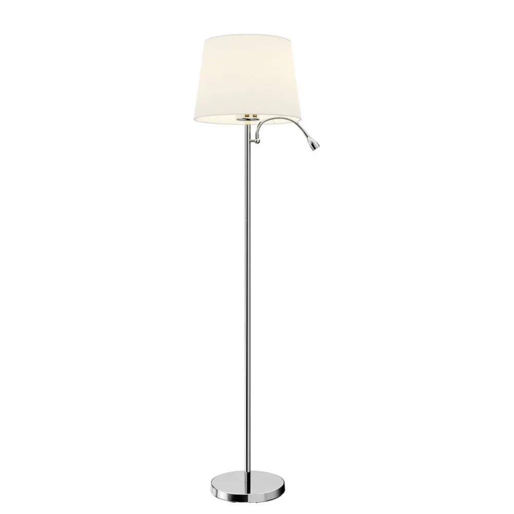 Lindby Gang|Gulvlamper > gulvlampe Benjiro, hvid, tekstil, læselampe, 150 cm