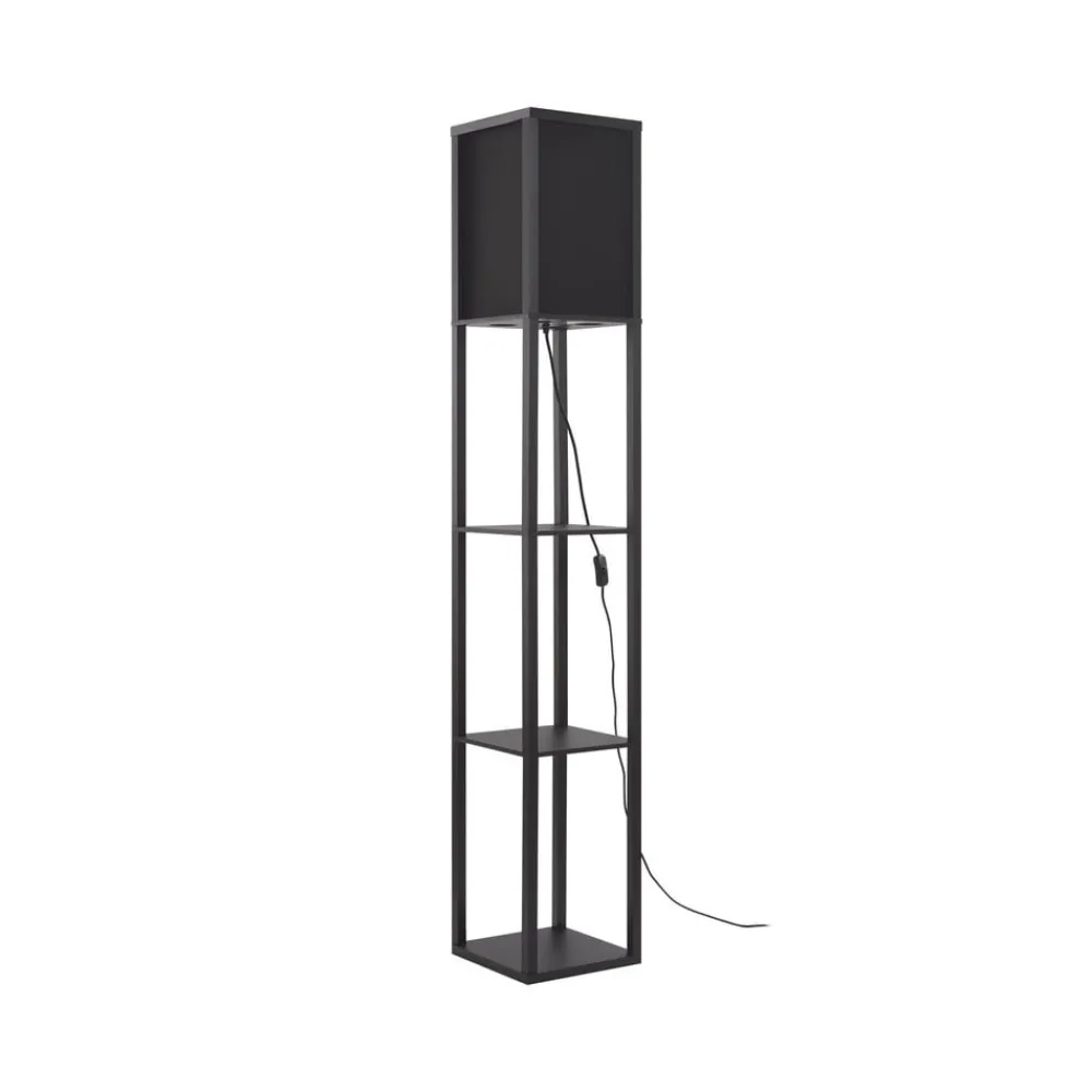 Gang|Pendellamper ^ Lindby gulvlampe Birta, sort, hylde, træ, 159 cm