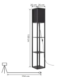 Gang|Pendellamper ^ Lindby gulvlampe Birta, sort, hylde, træ, 159 cm