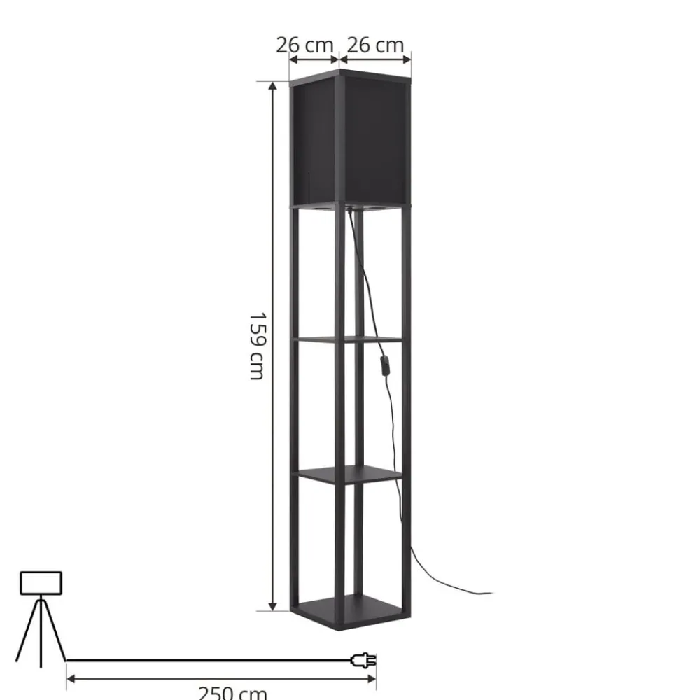 Gang|Pendellamper ^ Lindby gulvlampe Birta, sort, hylde, træ, 159 cm