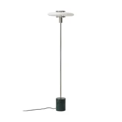 Pendellamper|Gulvlamper ^ Lindby gulvlampe Branford, retro, hvid/grøn, opalglas/marmor