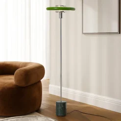 Pendellamper|Gulvlamper ^ Lindby Gulvlampe Branford, Retro, grøn, metal/marmor