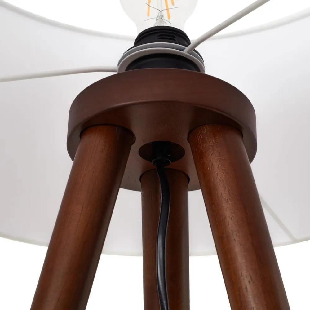 Lindby Gang|Gulvlamper > gulvlampe Charlia, hvid, valnøddetræ, højde 150 cm