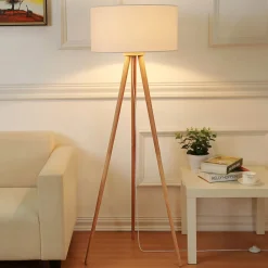 Lindby Gang|Pendellamper > gulvlampe Charlia, hvid, træ, højde 150 cm