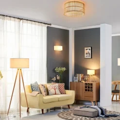 Lindby Gang|Pendellamper > gulvlampe Charlia, hvid, træ, højde 150 cm