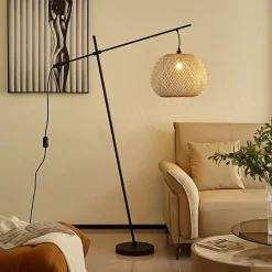 Lindby Gang|Pendellamper > gulvlampe Dabila, bambus, 165 cm høj, E27