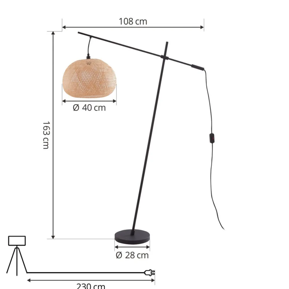 Lindby Gang|Pendellamper > gulvlampe Dabila, bambus, 165 cm høj, E27