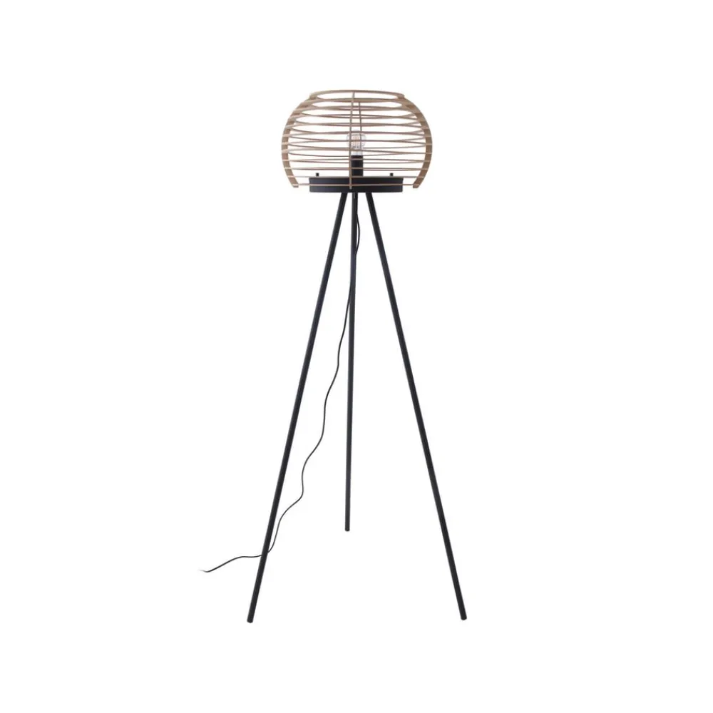 Lindby Gulvlamper|Gulvlamper > gulvlampe Ediz, sort, træ, 159 cm høj, E27