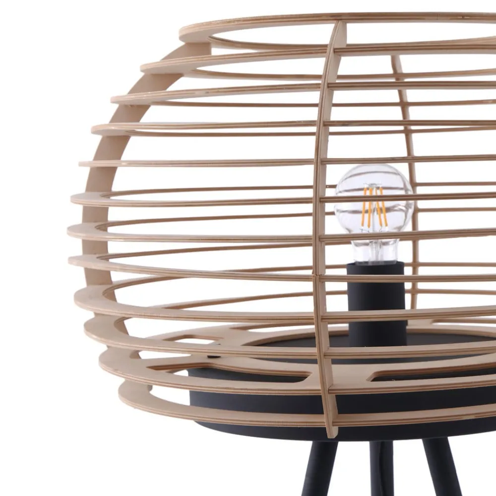 Lindby Gulvlamper|Gulvlamper > gulvlampe Ediz, sort, træ, 159 cm høj, E27