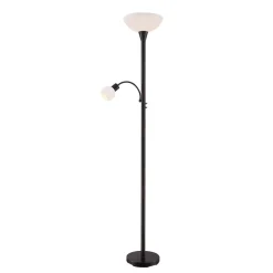 Gulvlamper|Gulvlamper ^ Lindby gulvlampe Elaina, læselampe, rustfarvet, 180 cm, E27