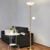 Gulvlamper|Gulvlamper ^ Lindby gulvlampe Elaina, læselampe, messingfarvet, 183cm E27