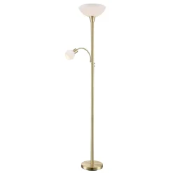 Gulvlamper|Gulvlamper ^ Lindby gulvlampe Elaina, læselampe, messingfarvet, 183cm E27