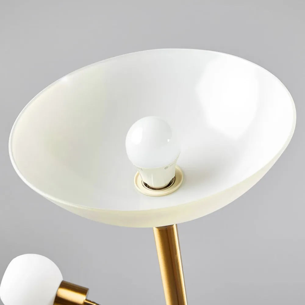 Gulvlamper|Gulvlamper ^ Lindby gulvlampe Elaina, læselampe, messingfarvet, 183cm E27