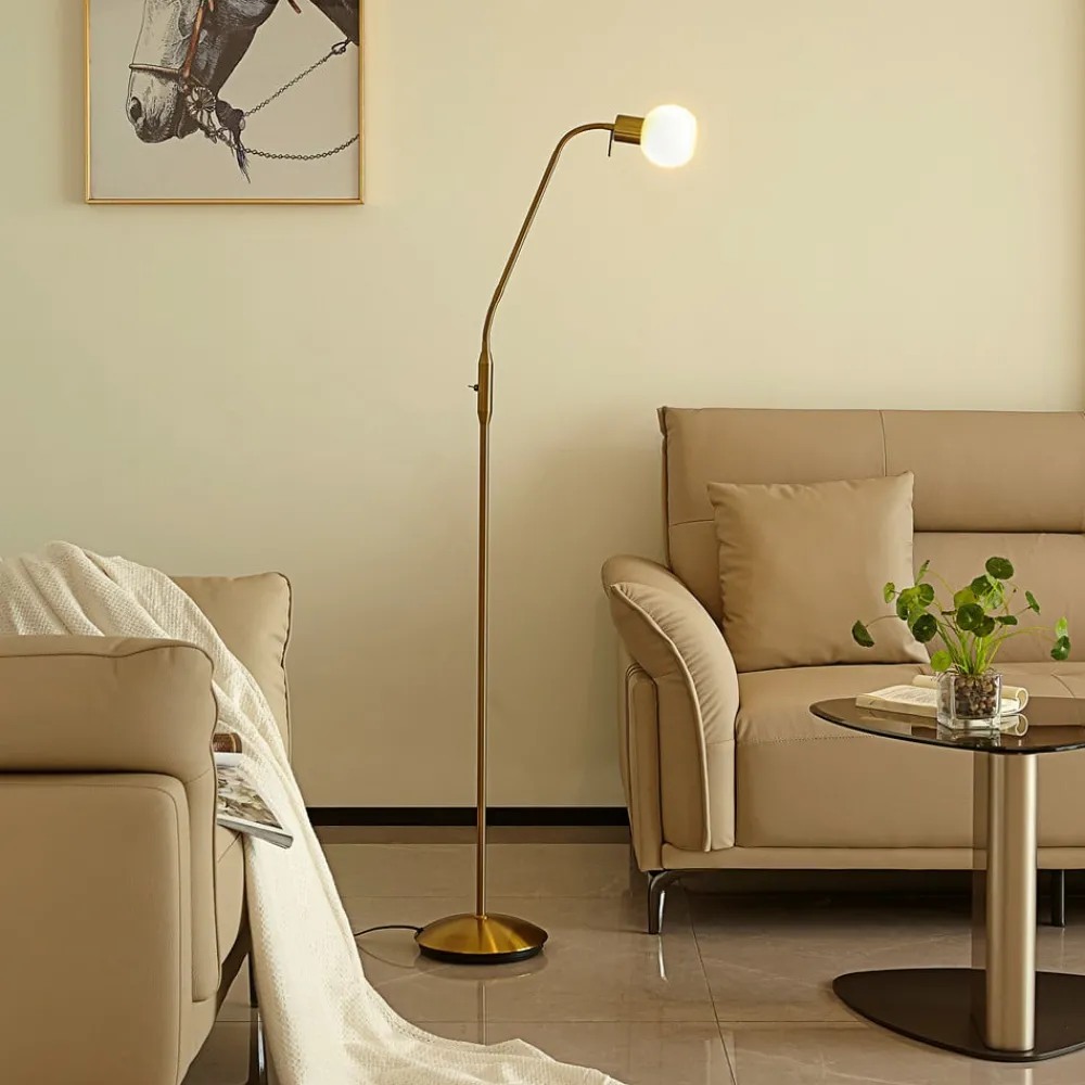 Gulvlamper|Gulvlamper ^ Lindby gulvlampe Elaina, messingfarvet, 162 cm, fleksibel, E14