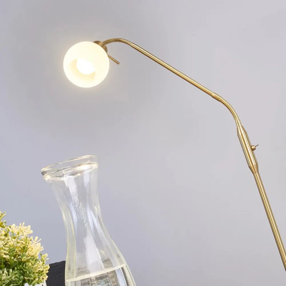Gulvlamper|Gulvlamper ^ Lindby gulvlampe Elaina, messingfarvet, 162 cm, fleksibel, E14