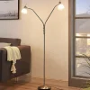 Pendellamper|Gulvlamper ^ Lindby gulvlampe Gwendolin, 160 cm, nikkelfarvet, 2 lyskilder.
