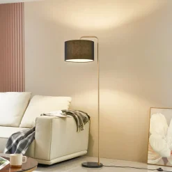Lindby Gang|Gulvlamper > gulvlampe Hillary, sort/guld, marmor, 153 cm