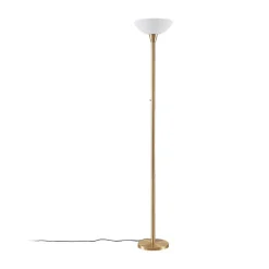 Lindby Gulvlamper|Gulvlamper > gulvlampe Ignacia, messingfarvet, glas, 180 cm, E27