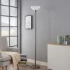 Gulvlamper|Gulvlamper ^ Lindby gulvlampe Ignacia, nikkelfarvet, glas, 180 cm, E27